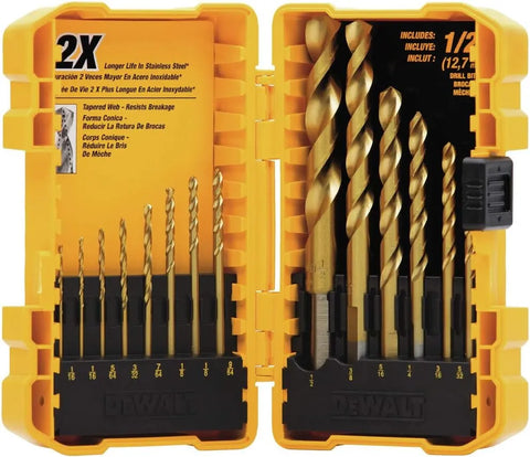 DEWALT DW1341 14-Piece Titanium Nitride Speed Tip Drill Bit Set