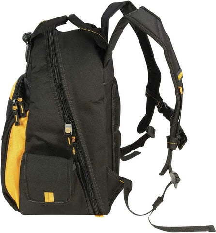 DEWALT DGL523 Lighted Tool Backpack Bag, 57-Pockets, Black,yellow