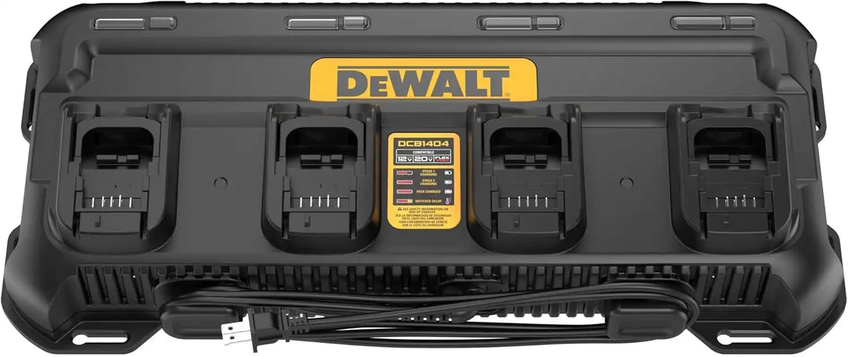 DEWALT Battery Charger 12V MAX, 20V MAX, FLEXVOLT 20V/60V MAX, 4 Amp, Fast Charger, Multiport Simultaneous Charging Station (DCB1404)