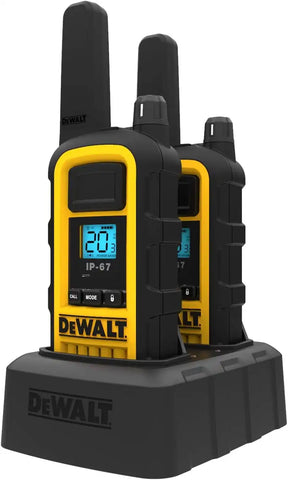 DEWALT DXFRS800 2 Watt Heavy Duty Walkie Talkies - Waterproof, Shock Resistant, Long Range & Rechargeable Two-Way Radio with VOX (2 Pack) & Motorola 53724 Remote Speaker Microphone (Black)