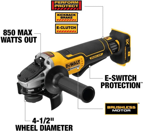 DEWALT 20V MAX Angle Grinder Tool (DCG413B) and Battery Charging Kit (DCB205-2CK)