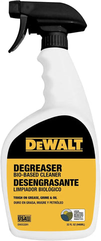 DEWALT sustainable, biodegradable, high performance degreaser, 32 oz spray bottle eco-friendly grease remover, non-caustic, non-corrosive