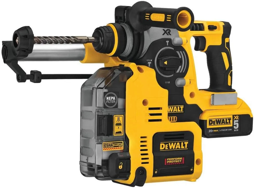 DEWALT 20V MAX XR Rotary Hammer, SDS Plus, L-Shape, On-Board Dust Extractor, 1-Inch (DCH273P2DHO)