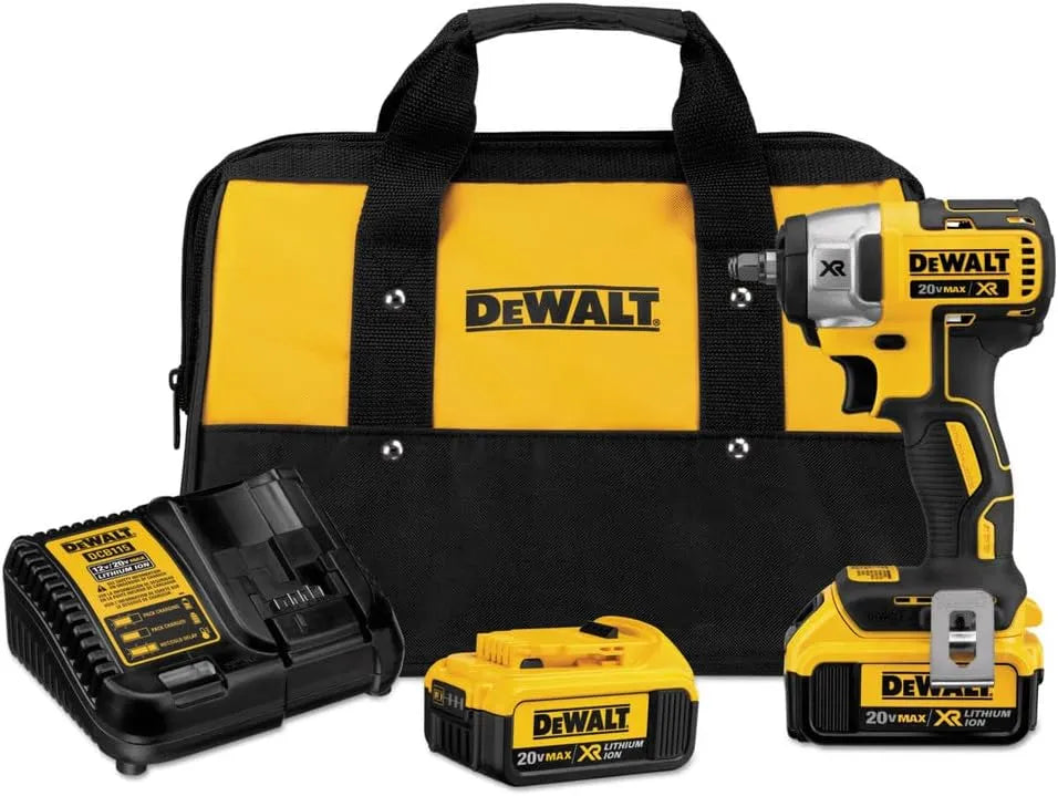 DEWALT 20V MAX XR Cordless Impact Wrench Kit with Hog Ring, 3/8-Inch (DCF890M2)