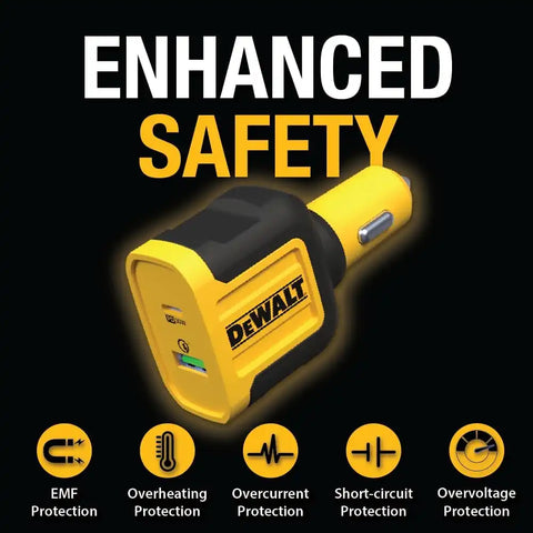 DEWALT Heavy Duty USB + USB C Car Charger Adapter, 49.5W Cigarette Lighter USBA Charger, PD Car Charging Adapter PPS 30W Quick Charge 3.0 Fast Charging for iPhone 17/16/15 Pro Max Samsung Galaxy Pixel