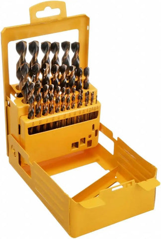 DEWALT Drill Bit Set 29 Pc Black and Gold, High Speed Steel, Split Point, Black Oxide Coating, Optimized Helix, Stronger Core Bit Set for Drill (DWA1189)