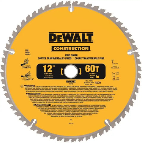 DeWalt DW3126 Series 20 12" 60T Fine Finish Saw Blade