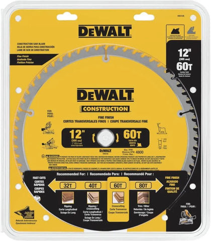 DeWalt DW3126 Series 20 12" 60T Fine Finish Saw Blade