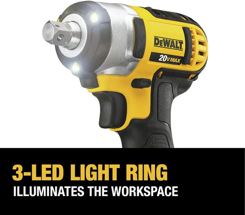 DEWALT DCF880M2 20-volt MAX Lithium Ion 1/2-Inch Impact Wrench Kit with Detent Pin, Yellow