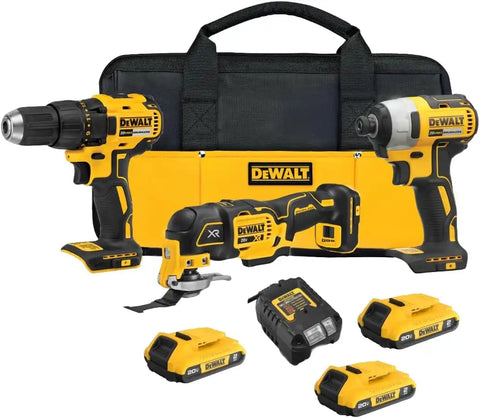 DEWALT 20V MAX 3-Tool Brushless Power Tool Set, Includes 1/2 Cordless Drill,1/4 Impact Driver, Oscillating Tool, 3 Batteries and a Charger, Extended Runtime, Lightweight (DCK360D3)