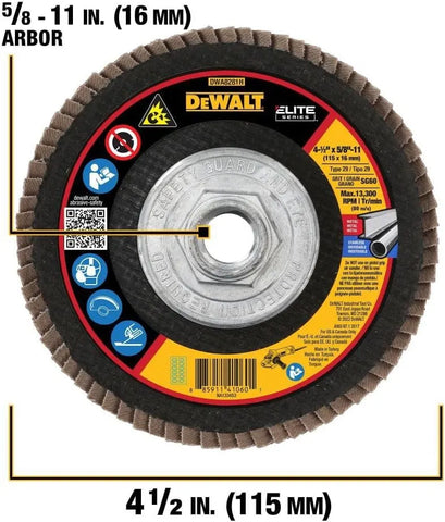 DEWALT DWA8281H 60G T29 XP Ceramic Flap Disc, 4-1/2" x 5/8"