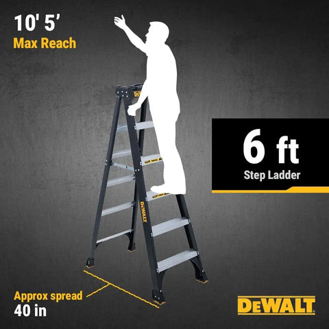 DeWalt Type IA 300lb Rated FG Stepladder 6' DXL3010-06