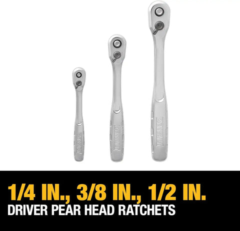 DEWALT 192 Pcs. Mechanics Tool Set, 1/2, 1/4, 3/8 Socket Set, SAE and Metric Socket Wrench Set, Hard Shell Tool Box (DWMT75049)