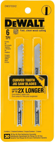 DEWALT DW3703H2 4-Inch 6TPI Fast Clean High U-Shank Woodcutting Jig Saw Blade (2-Pack)