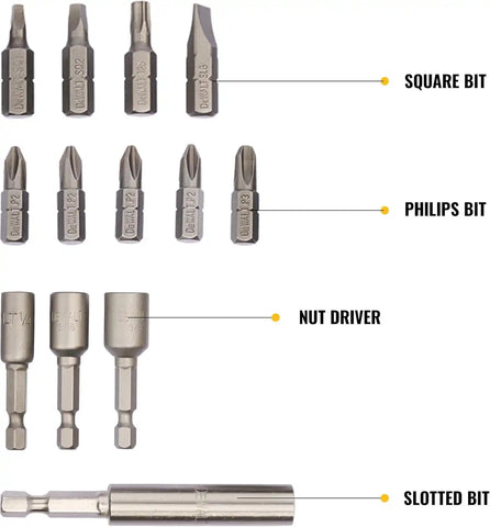 DEWALT Impact Driver Bit Set with Magnetic Tough Case, 15-Piece Carbide Tipped Bits (DWMTC15)