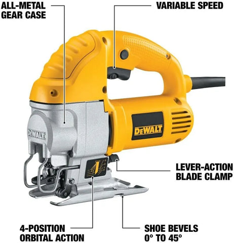 DEWALT Jig Saw, Top Handle, 5.5-Amp, Corded (DW317K), Yellow