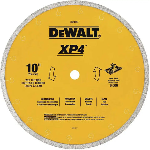 DEWALT Diamond Blade for Tile, Wet Cutting, 10-Inch x .060-Inch (DW4764)