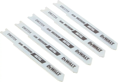 DEWALT - DW3724-5 Jigsaw Blades, Medium Metal Cutting, U-Shank, 3-Inch, 18-TPI, 5-Pack (DW37245) Silver