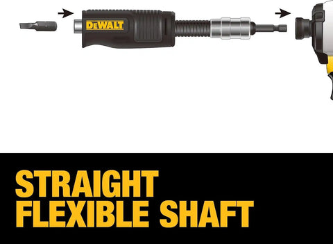 DEWALT Right Angle Drill Attachment, 12 in 90 Degree Drill Adapter, Compact 4-in-1 Modular FLEXTORQ Impact Ready Straight Flexible Shaft (DWAMRASETFT)