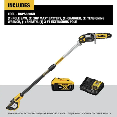 Dewalt KIT Pole Saw 4AH Batt 20V 15FT DCPS620M1
