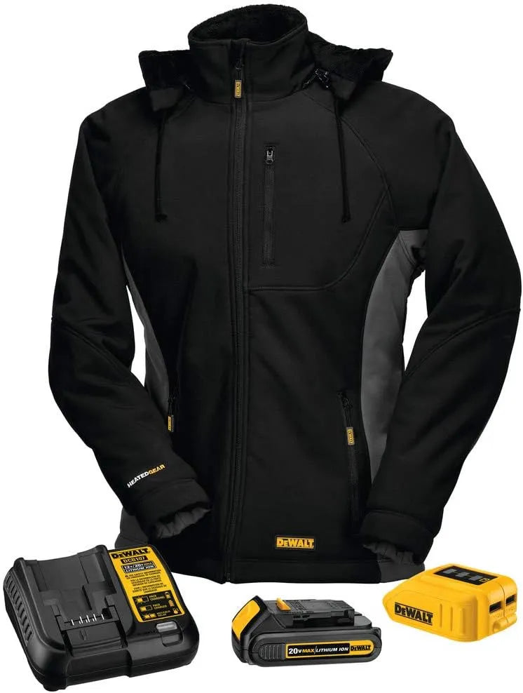 DEWALT DCHJ066C1-L 20V/12V MAX Women's Heated Jacket Kit, Black, Large