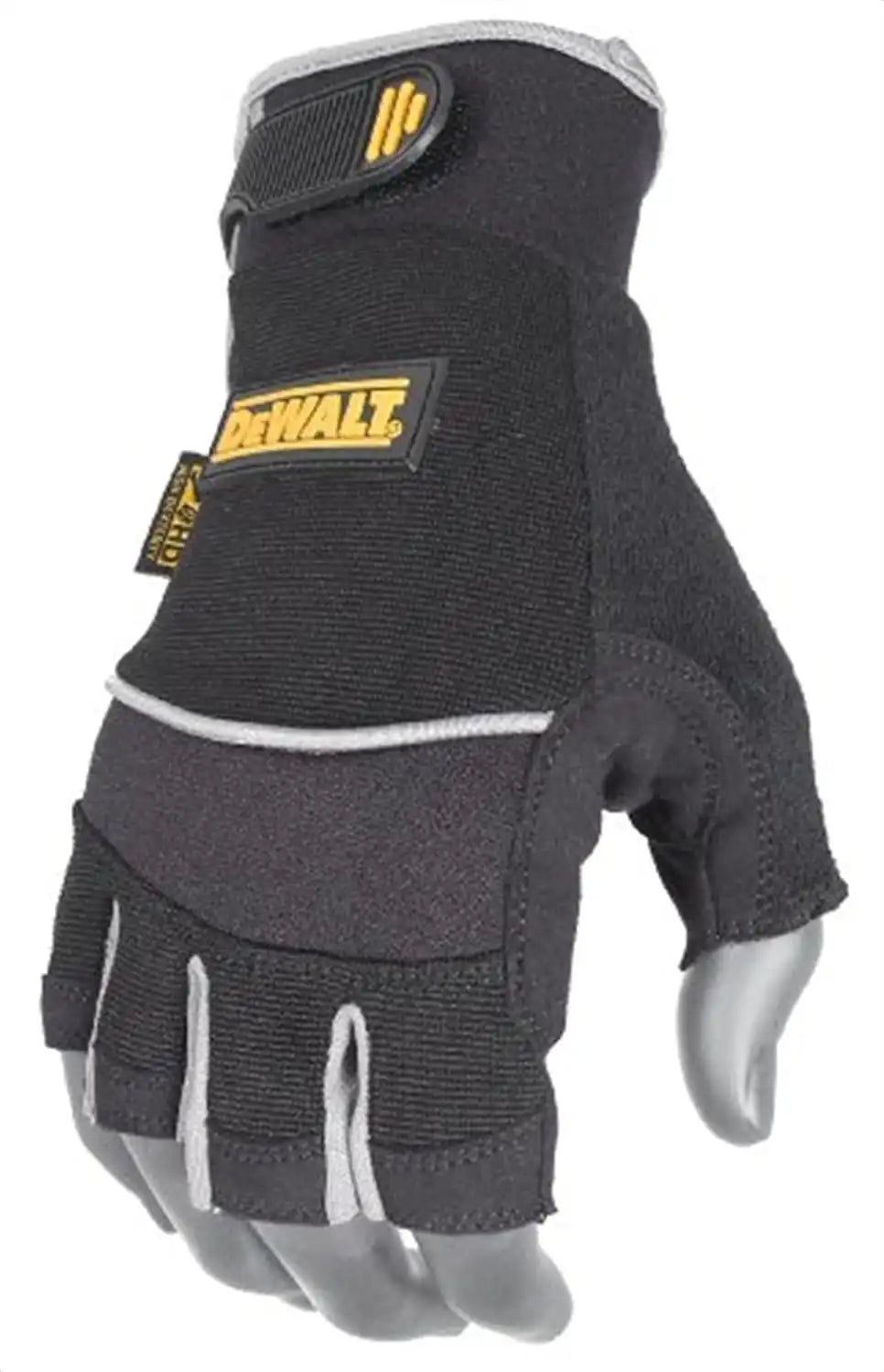 DeWalt DPG230L Technicians Fingerless Synthetic Leather Glove, Black, Large