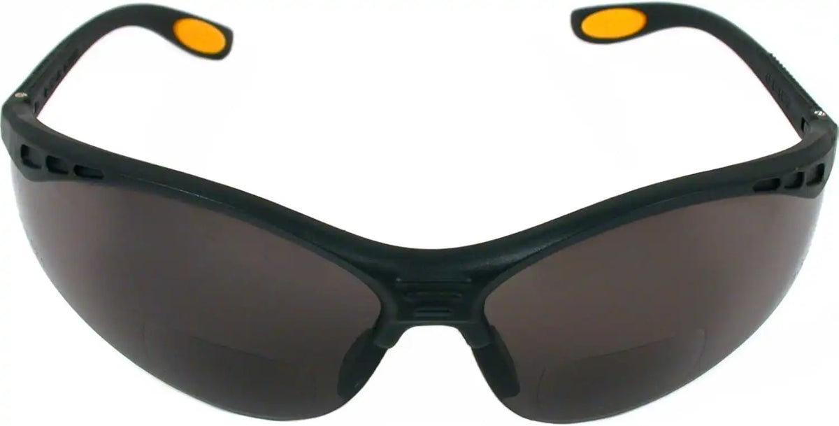 DEWALT DPG59 Reinforcer Rx-Bifocal High Performance Protective Eyeware with Rubber Temples and Protective Eyeglass Sleeve - Smoke Lens, 1.5 Diopter