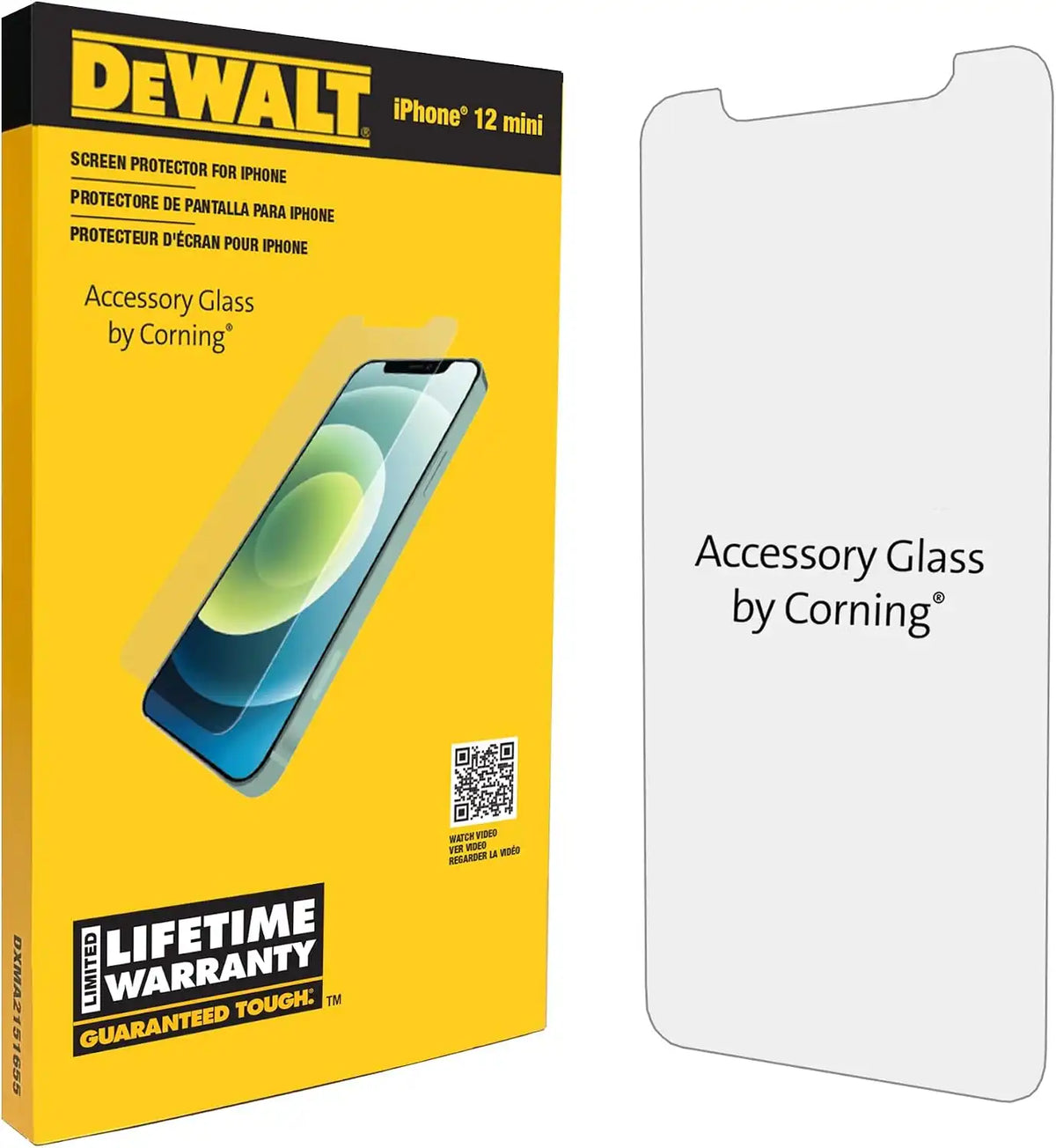 DEWALT Glass Screen Protector for iPhone 12 Mini — Apple Compatible Tempered Glass Screen Protector — Screen Protection for iPhone 12 Mini
