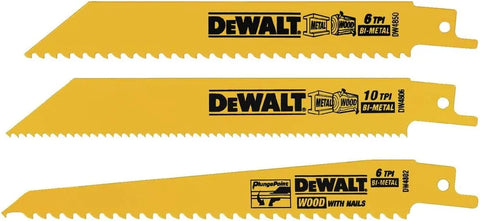 DEWALT Reciprocating Saw Blades, Woodcutting Set, 3-Piece (DW4853), Yellow