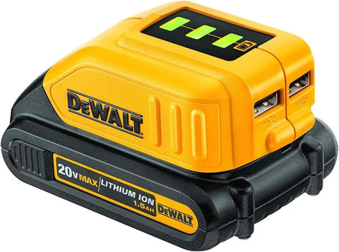 DEWALT 12V/20V MAX USB Charger with 2 Ports and State of Charge Indicator(DCB090)