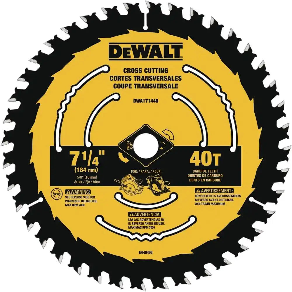 DEWALT Circular Saw Blade, 7 1/4 Inch, 40 Tooth, Wood Cutting, 10 Pack (DWA171440B10)