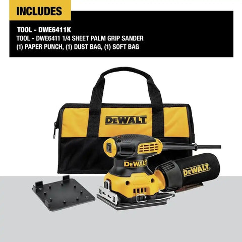 DEWALT Palm Sander, 1/4 Sheet, 14,000 OPM (DWE6411K)