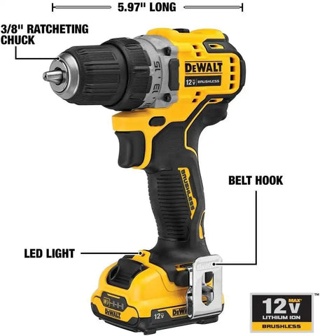 DEWALT xtreme 12V MAX* Cordless Drill/Driver Kit, 3/8-Inch (DCD701F2), Special Feature Variable Speed