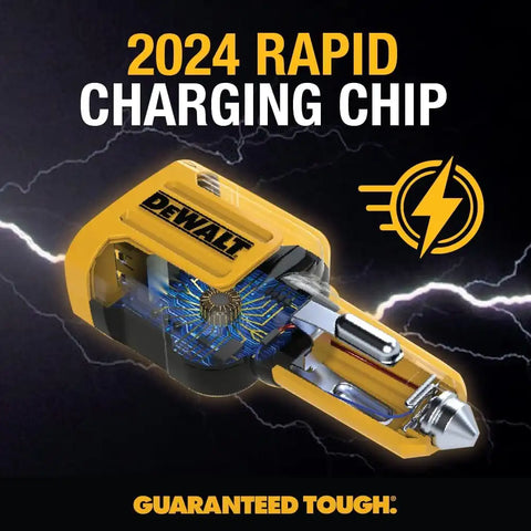 DEWALT Heavy Duty USB + USB C Car Charger Adapter, 49.5W Cigarette Lighter USBA Charger, PD Car Charging Adapter PPS 30W Quick Charge 3.0 Fast Charging for iPhone 17/16/15 Pro Max Samsung Galaxy Pixel