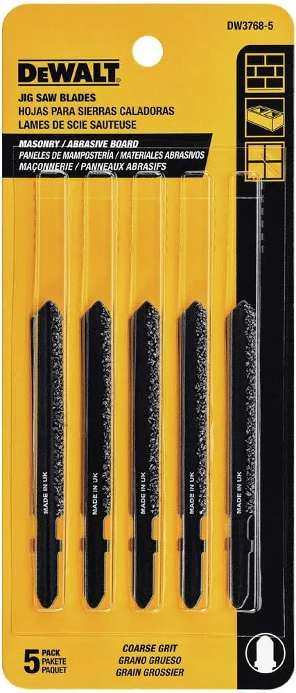 DEWALT DW3768-5 3-Inch Masonry Board Cut T-Shank Jig Saw Blade (5-Pack)
