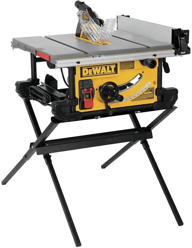 DEWALT Table Saw, 10 Inch, 15 Amp, 32 ½-Inch Rip Capacity, Dust Collector, Scissor Stand (DWE7491X)