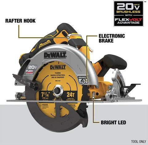 DEWALT FLEXVOLT ADVANTAGE 20V MAX* Circular Saw, 7-1/4-Inch, Cordless, Tool Only (DCS573B)