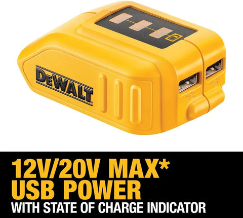 DEWALT 12V/20V MAX USB Charger with 2 Ports and State of Charge Indicator(DCB090)