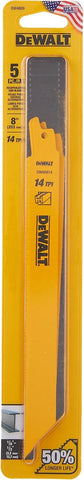 DEWALT Reciprocating Saw Blades, Straight Back, 8-Inch, 14 TPI, 5-Pack (DW4809)