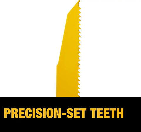 DEWALT 12 in Reciprocating Saw Blade Set, 5 Pack, Bi-Metal 6 TPI Demolition Saw Blades Reciprocating Saw, 1 in Profile, Thicker Body (DWAR106)