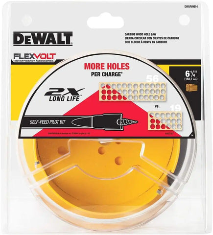 DEWALT DWAFV0614 FLEXVOLT Carbide Wood Hole Saw Blade, 6-1/4"