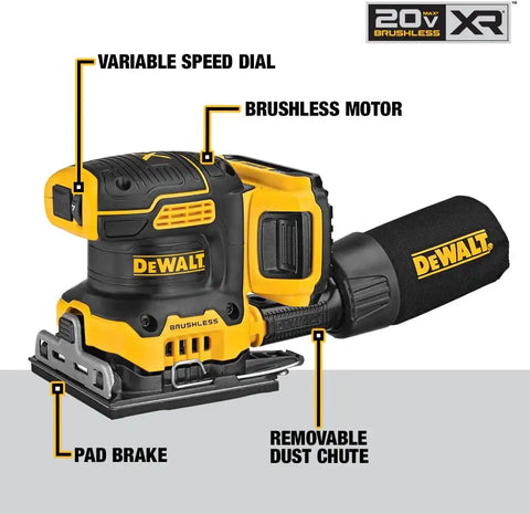 DEWALT 20V MAX* XR Palm Sander, Sheet, Variable Speed, 5-Ah Battery, 1/4-Inch (DCW200P1)
