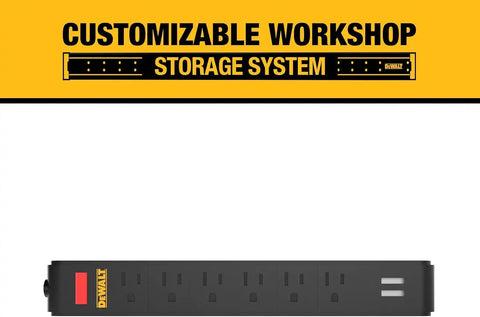 DEWALT Magnetic Power Strip with 6 Power Outlets, DEWALT Workshop Storage System Compatible (DWST82693)
