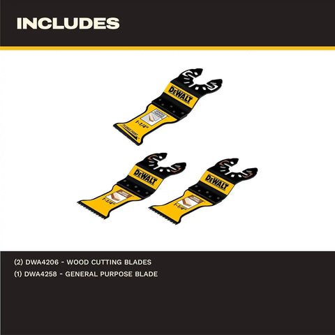 DEWALT 3 Piece Oscillating Tool Blade Set, Wood and General-Purpose, Durable Performance Coating Blade Assortment (DWA4206BM-3)