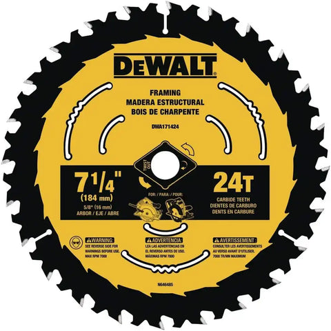 DEWALT Circular Saw Blade, 7 1/4 Inch, 24 Tooth, Wood Cutting (DWA171424)
