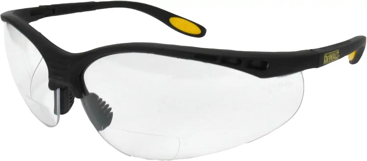 DEWALT DPG59 Reinforcer Rx-Bifocal High Performance Protective Eyeware with Rubber Temples and Protective Eyeglass Sleeve - Clear Lens, 2.0 Diopter