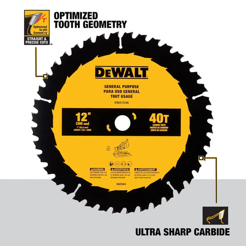 DEWALT 12 in. 40T General Purpose Saw Blade (DWA11240) (Pack of 3)