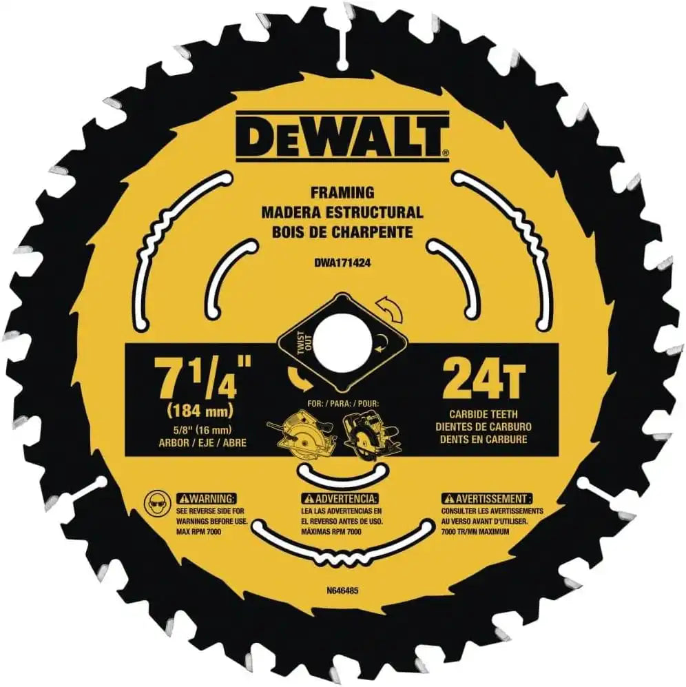 DEWALT Circular Saw Blade, 7 1/4 Inch, 24 Tooth, Wood Cutting, 3 Pack (DWA1714243)