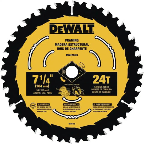 DEWALT Circular Saw Blade, 7 1/4 Inch, 24 Tooth, Wood Cutting, 3 Pack (DWA1714243)