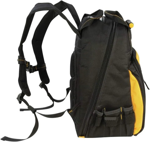 DEWALT DGL523 Lighted Tool Backpack Bag, 57-Pockets, Black,yellow